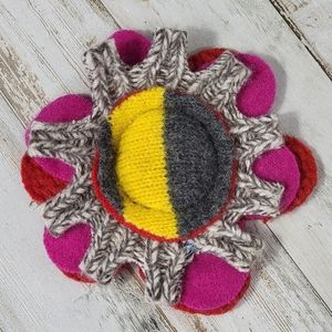 Elisabethan Recycled Fabric Big Flower Pin